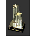 Double Star Gold Reflective Acrylic Award - 9 1/2" Tall